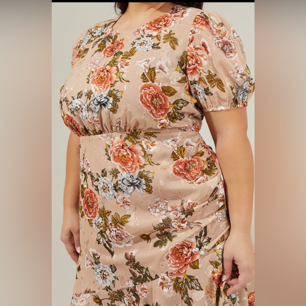 NWT Sugarlips Harbin  Floral Balboa asymmetrical Midi Dress Curve Varíes 🌹🌺🌸 - Picture 7 of 14